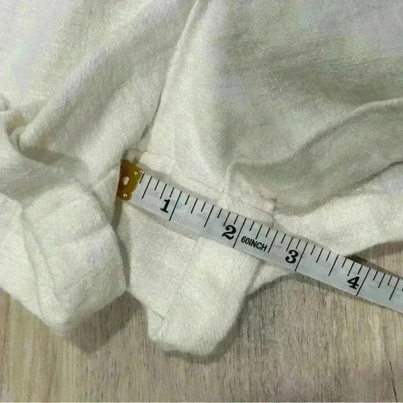 BNDI White Paperbag Belted High Rise Button Fly Linen Blend Cuff Shorts Size M - Picture 5 of 7